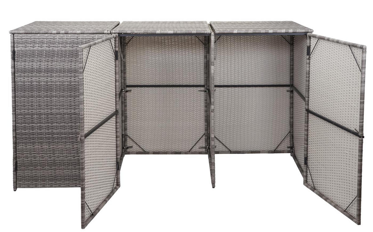 3ER-MÜLLTONNENVERKLEIDUNG Grau - Grau, Kunststoff (195/110/66cm) - MCW