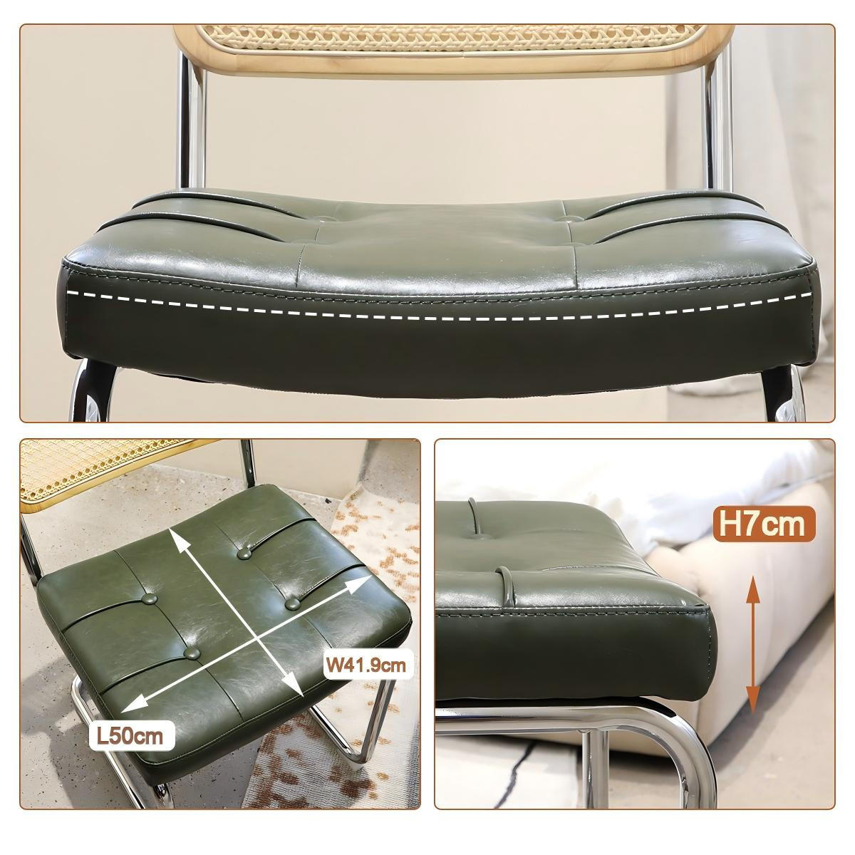SCHWINGSTUHL DE-36912 4er-Set mit Kunstlederbezug und Rattan-Rückenlehne Grün - Grün, Metall (46.4/84.6/53cm) - ComfortXL