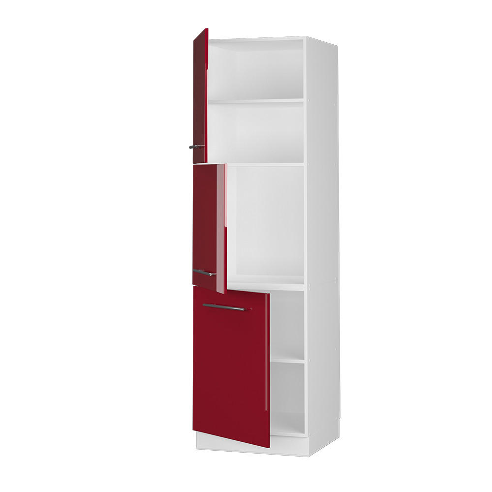 HERDUMBAUSCHRANK Fame-Line Bordeaux Hochglanz 60 cm - Bordeaux/Weiß, Holzwerkstoff (60/206.8/58cm) - Vicco