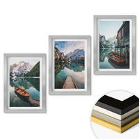 WANDBILDER 3er Set - 20x30 cm Silberner Rahmen - See, Berge, Boote, Ferienhaus - Silberfarben, Kunststoff (20/30cm) - ArtPrintCave