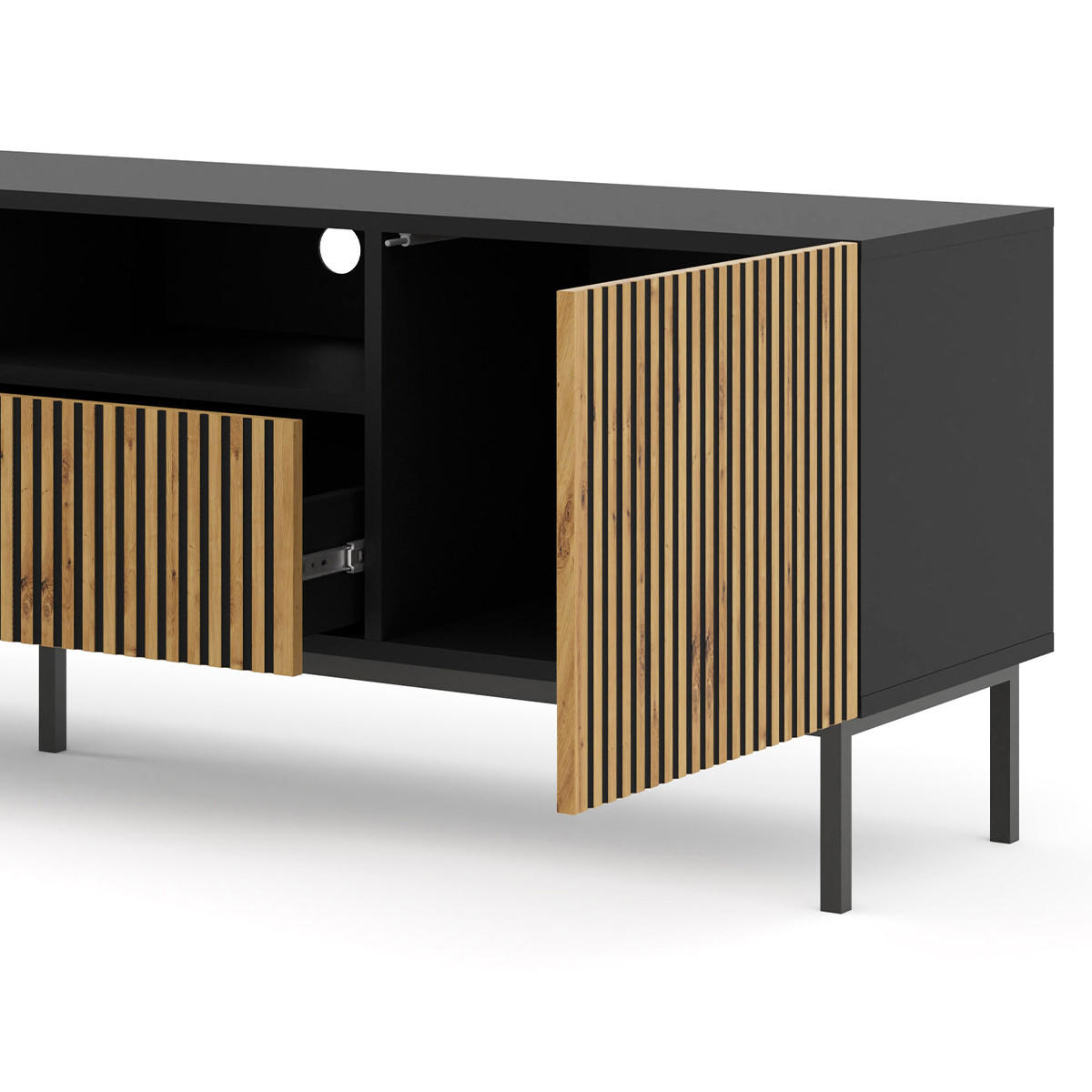 TV-MÖBEL Philaé Holz und Schwarz - Schwarz, Holzwerkstoff (200/58/42cm) - Petits-meubles