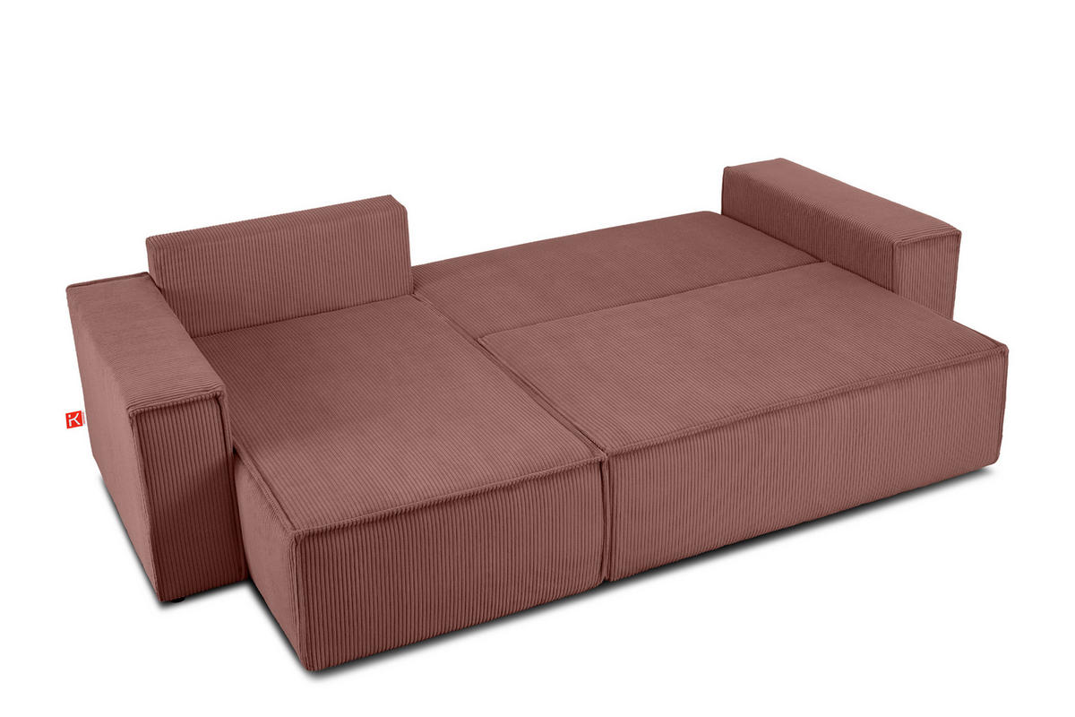 ECKSOFA-LINKS/RECHTS NAPI Schlaffunktion mit Cordbezug, Rosa - Pink/Schwarz, Textil (262/148cm) - KONSIMO®