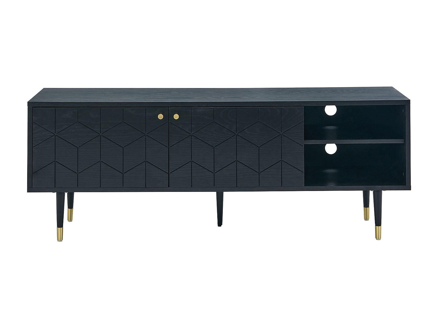 TV-BOARD - 150 cm x 40 cm - Holz, Platte - Schwarz, Goldfarben - PARIOMA - Goldfarben/Schwarz, Holz (150/55/40cm) - Vente-Unique