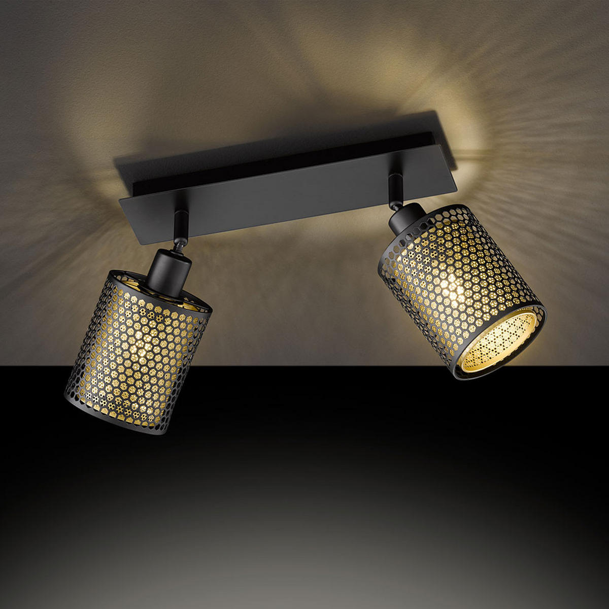 LED DECKENLEUCHTE Stahl Schwarz Gold - Schwarz, Metall (30/10/21cm) - Wofi