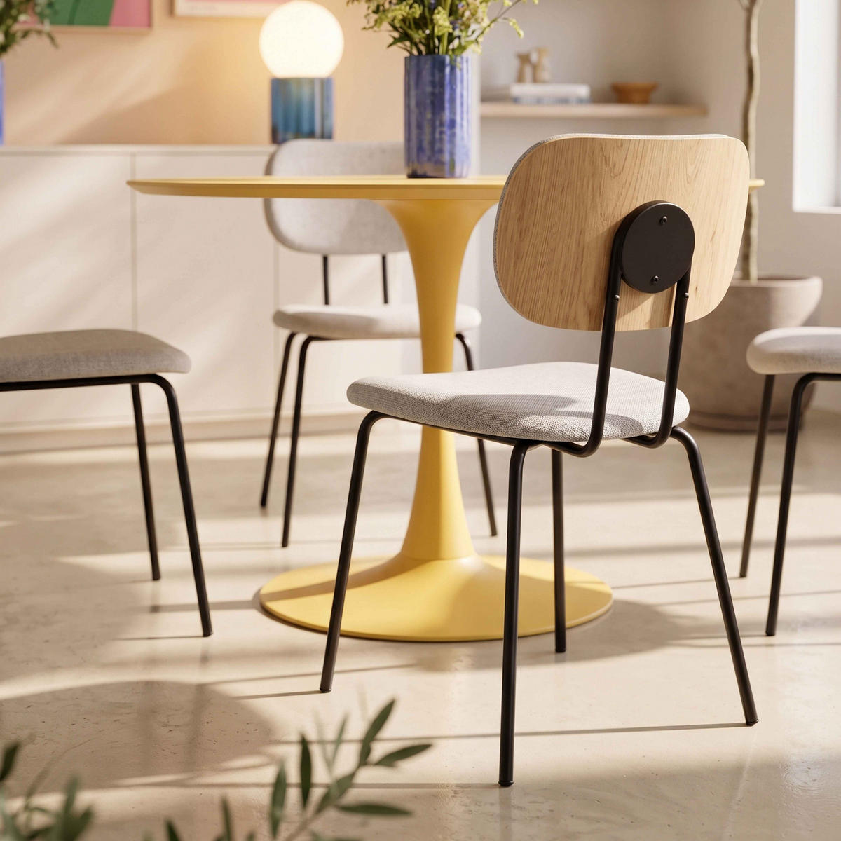 STÜHLE 2-tlg., Grau - Grau, Holz/Metall (50/83/47cm) - Oviala