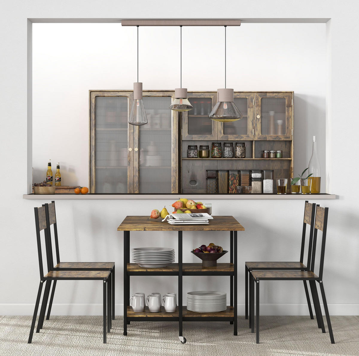 KLAPPTISCH 140/80/75 cm, platzsparend, seitlich ausklappbar mit Ablagen - Braun, Metall (140/80/75cm) - BEAOK