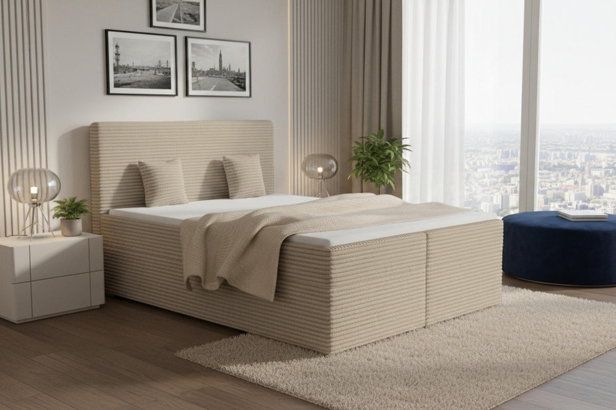 BOXBETT DUBAI 160/200 in Beige H3 - Beige, Holz/Holzwerkstoff (160/200cm) - Deine Möbel 24