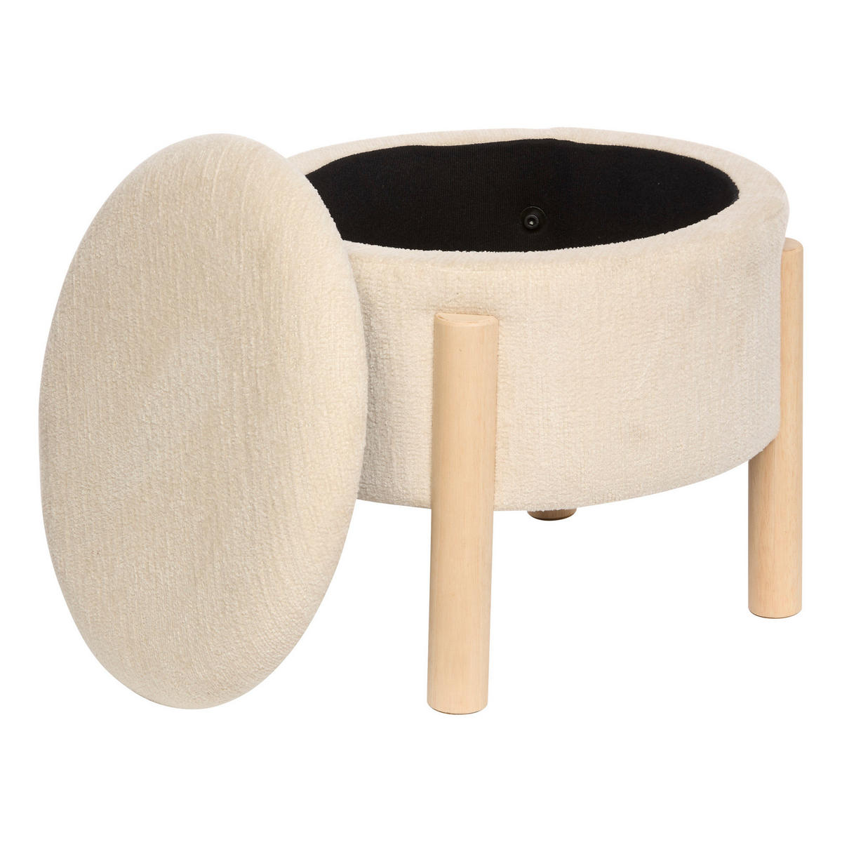 POUF mit Stauraum Elki Beige Ø 45,5 cm, 37 cm - Beige, Holzwerkstoff (45.5/37/45.5cm) - Atmosphera Createur d´interieur