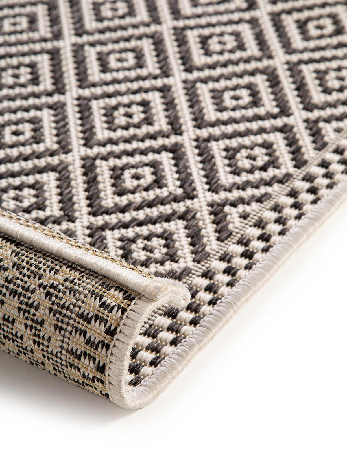 OUTDOORLÄUFER Cleo Weiß/Schwarz 80x240 cm - Weiß, Textil (80/240cm) - benuta Nest