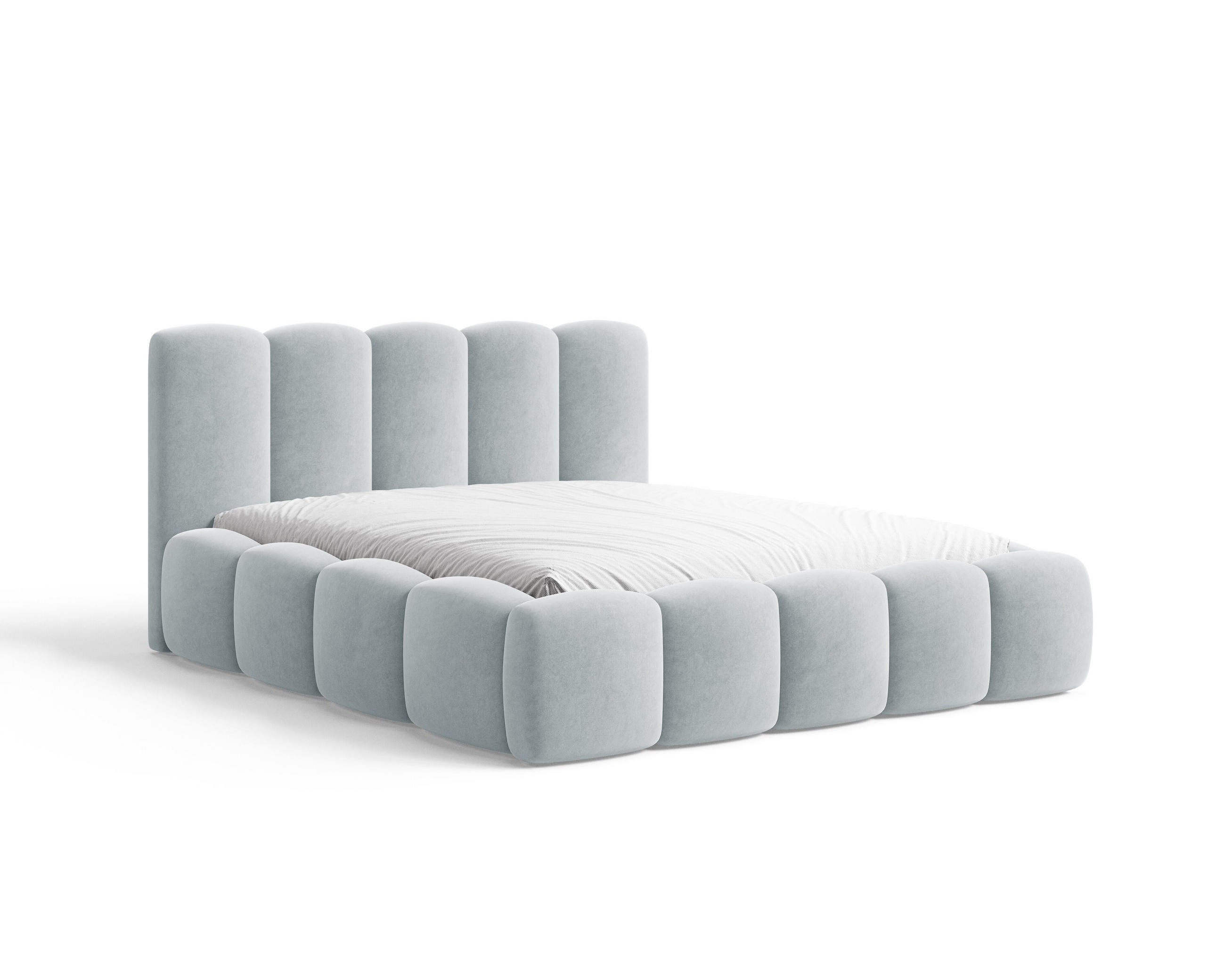 POLSTERBETT 18 - 180x200 cm – Riviera – Gepolstertes Bett mit Metall-Lattenrost - Blau, Holz (180/200cm) - ROYAL24_MARKT