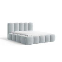 POLSTERBETT 18 - 140x200 cm – Riviera – Gepolstertes Bett mit Metall-Lattenrost - Blau, Holz (140/200cm) - ROYAL24_MARKT
