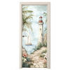 FOTOTAPETE Tür - Leuchtturm - Natur - Landschaft - Boot 95x235 cm - Eichefarben, Kunststoff (95/0.1cm) - MuchoWow