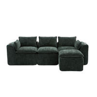 ECKSOFA 256/161/75 cm grün aus Chenille mit Seitentaschen - Grün, Textil (161/256cm) - OKWISH