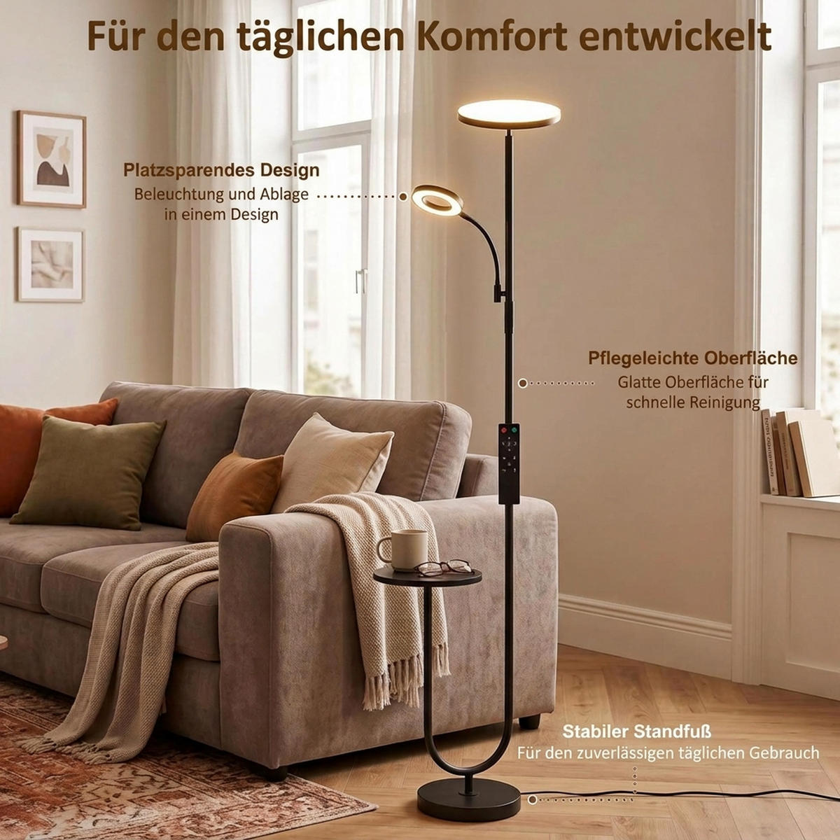 STEHLAMPE Metall Schwarz - Schwarz, Metall (25/25/175cm) - HOMCOM