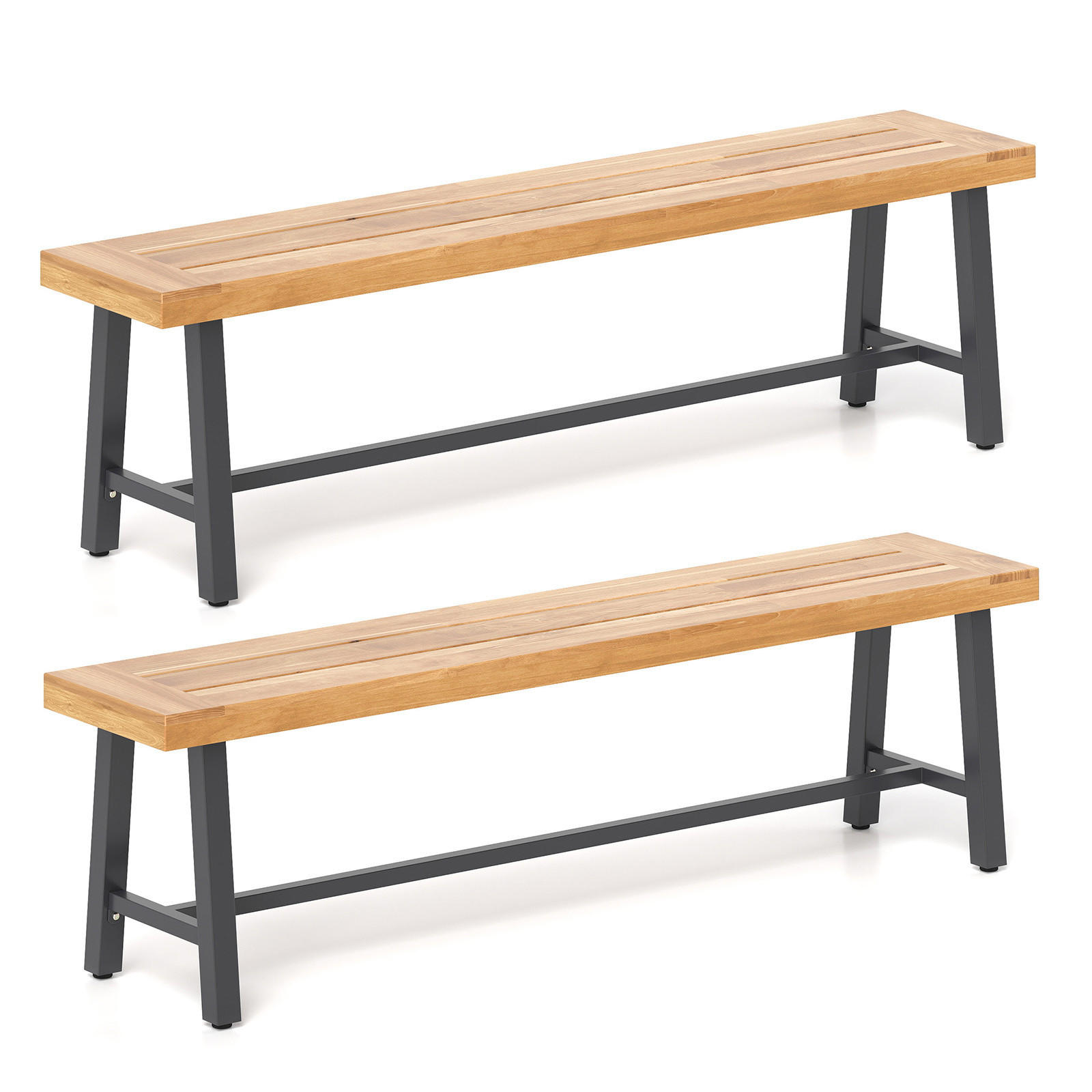 LAVIČKA DO PIVNEJ ZÁHRADY prírodná (sada 2 ks) - prírodná farba, drevo (32/45/160cm) - COSTWAY