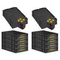 EUROBOX 8x NextGen Color mit Auflagedeckel 12x40x60 cm 23 Liter Schwarz Griffe gelb zu - Gelb/Schwarz, Kunststoff (40/12/60cm) - PROREGAL