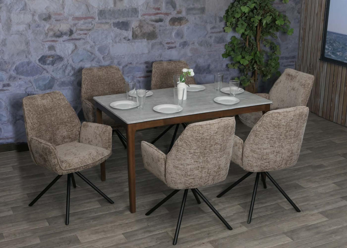 ESSZIMMERSTUHL Braun, Schwarz 6er-Set - Beige/Schwarz, Textil (60/86/60cm) - MCW