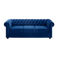 SOFA ohne Schlafmöglichkeit - 3 Personen - Samt, Stoff - Königsblau - - Blau, Textil (205/72/88cm) - Vente-Unique