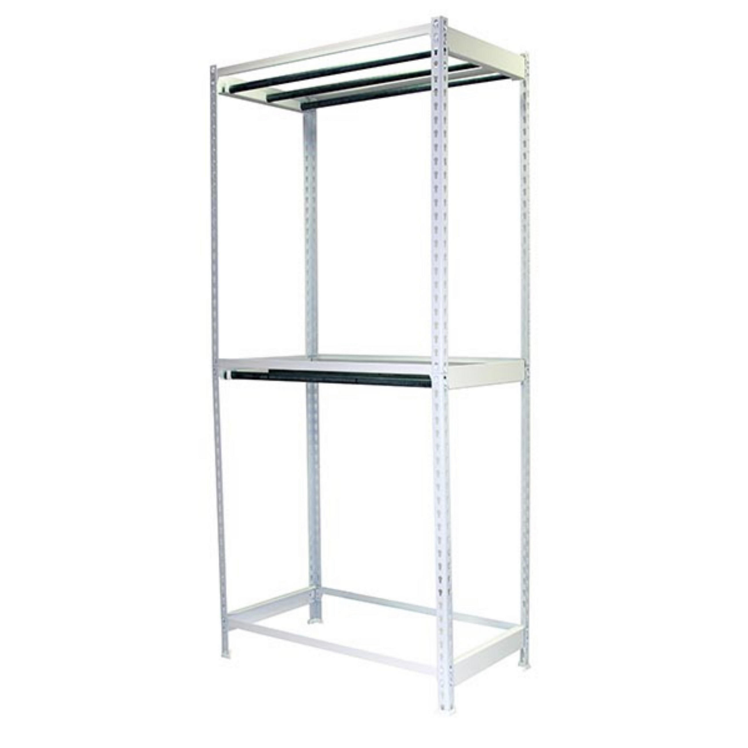 KLEIDERSTANGENREGAL Metal Doppel | HxBxT 300x90x75cm | Weiß | Kleiderständer Garderobe Klamottenregal Stangenregal Regal - Weiß, Metall (90/300/75cm) - PROREGAL