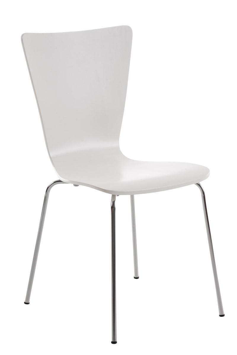 BESUCHERSTUHL Jaron mit Holzsitz und Metallgestell, Farbe: Weiß - Chromfarben/Weiß, Holz/Metall (43/84/50cm) - TPFLiving
