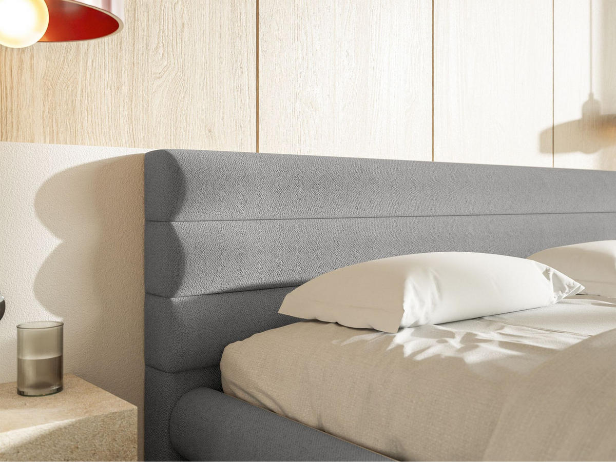 POLSTERBETT Alegre Hellgrau Chenille 140x200 cm - Hellgrau/Schwarz, Holz/Textil (140/200cm) - Selsey