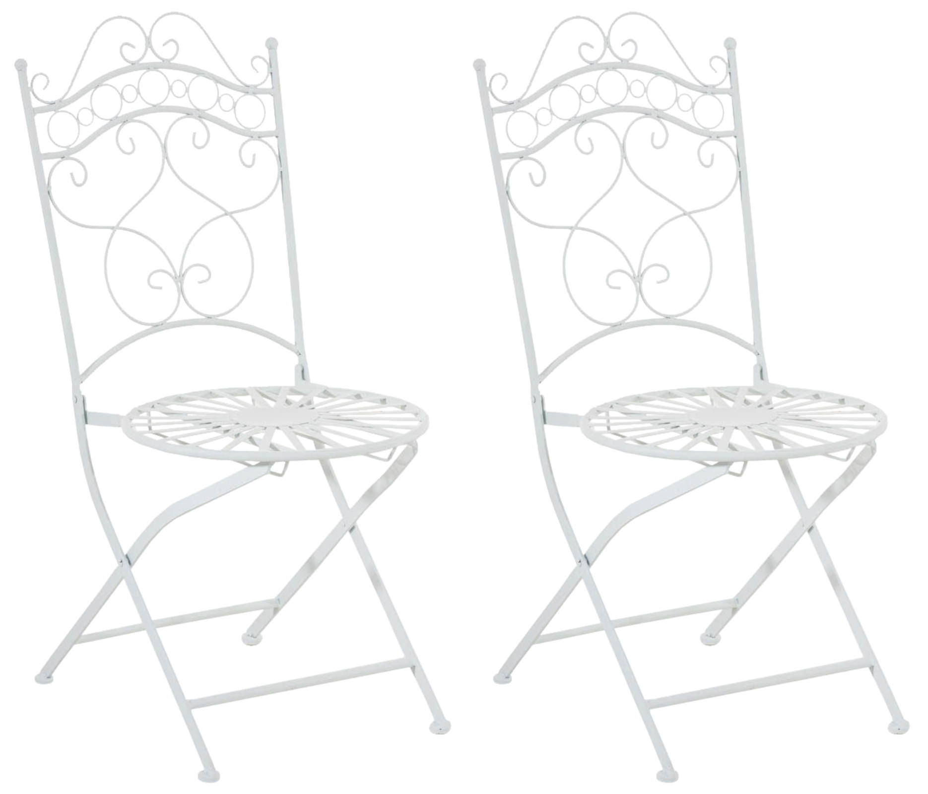 GARTENKLAPPSTUHL 2er Set Metall weiß - Weiß, Metall (40/92/50cm) - CLP
