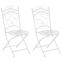 GARTENKLAPPSTUHL 2er Set Metall weiß - Weiß, Metall (40/92/50cm) - CLP