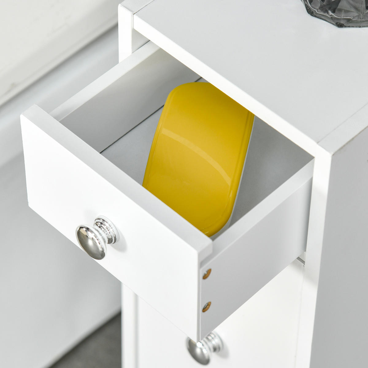 TOILETTENPAPIERHALTER DE-12352 mit schubladen 17/48/58 cm Weiß - Weiß, Holzwerkstoff (48/58/17cm) - ComfortXL