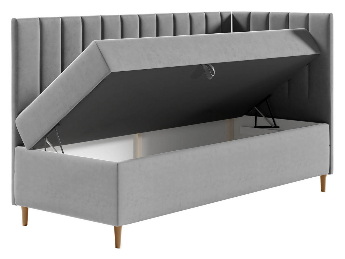 BOXBETT Maja Junior 3, Seite zum Öffnen des Bettkastens: Rechts - Gelb/Weiß, Holz (100/200cm) - MIRJAN24
