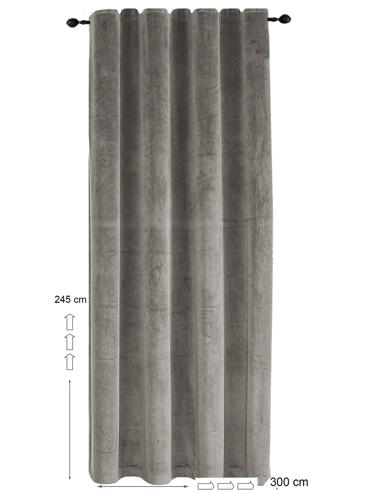 VORHANG Kräuselband Samt 300/245 cm Taupe - Taupe, Textil (300/245/245cm) - TiborTex