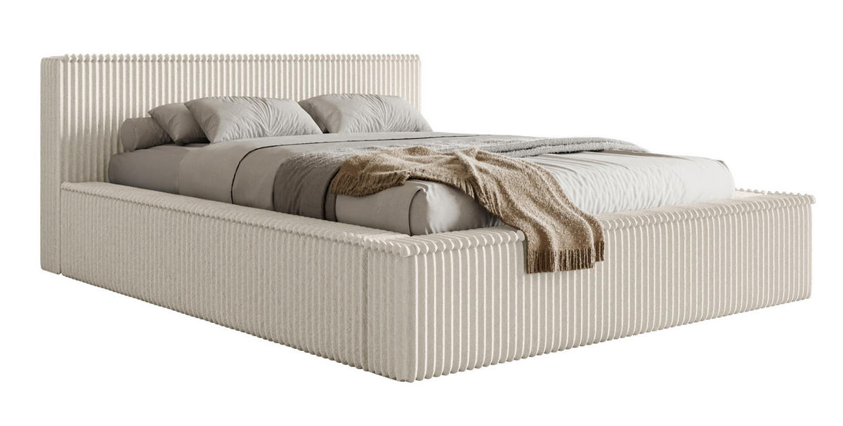 POLSTERBETT AFFOLIO Creme 140x200 cm - Creme/Schwarz, Holz/Textil (140/200cm) - Selsey