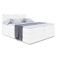 BOXSPRINGBETT BARWA KING - 200x200 - H3/H4 - Weiß Hochglanz - Weiß Hochglanz, Holzwerkstoff (200/200cm) - ALTDECOR