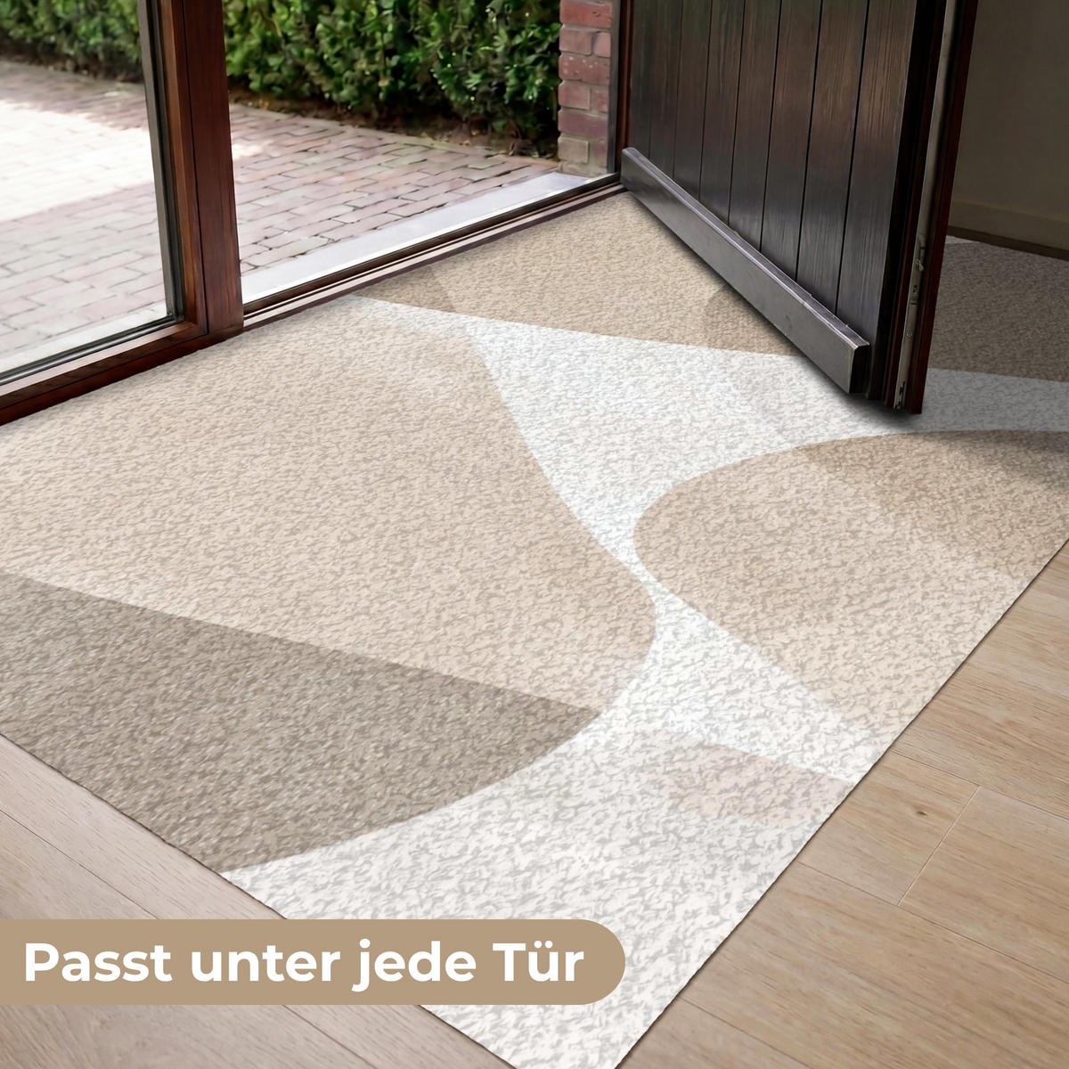 FUSSMATTE Glatte Oberflächen - Harmonisch - Wellenförmig Schmutzfangmatte 150x90 cm - Beige, Kunststoff (150/90cm) - MuchoWow