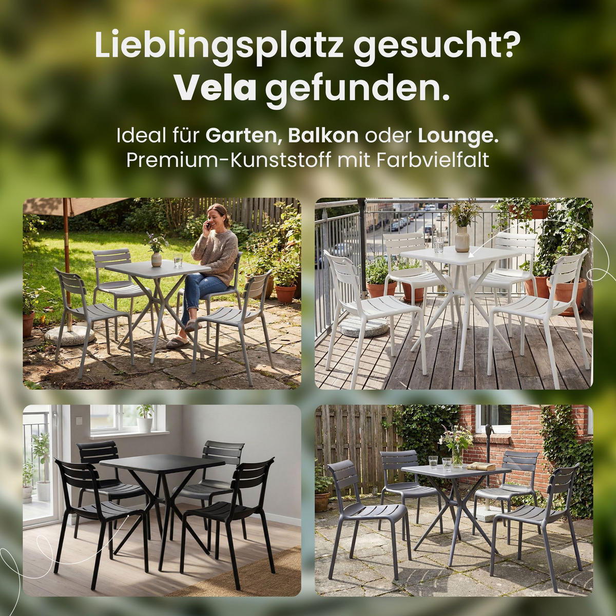 GARTENSITZGRUPPE 4 Kunststoff Weiß - Weiß, Kunststoff - CLP