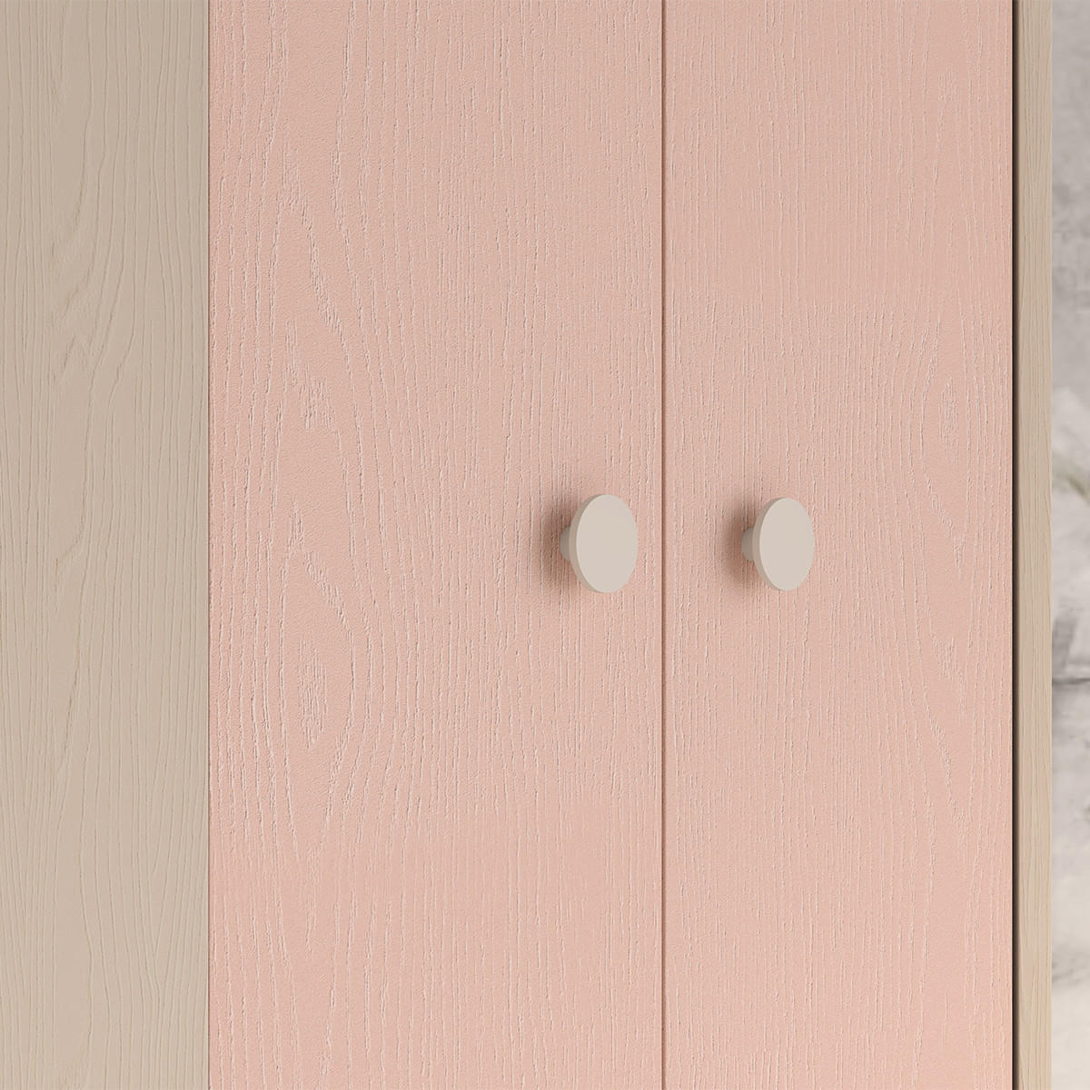 SCHRANK 2 Türen Alycia Beige - Korallenrosa - Holzeffekt - Pink, Holz (80/190/80cm) - Petits-meubles