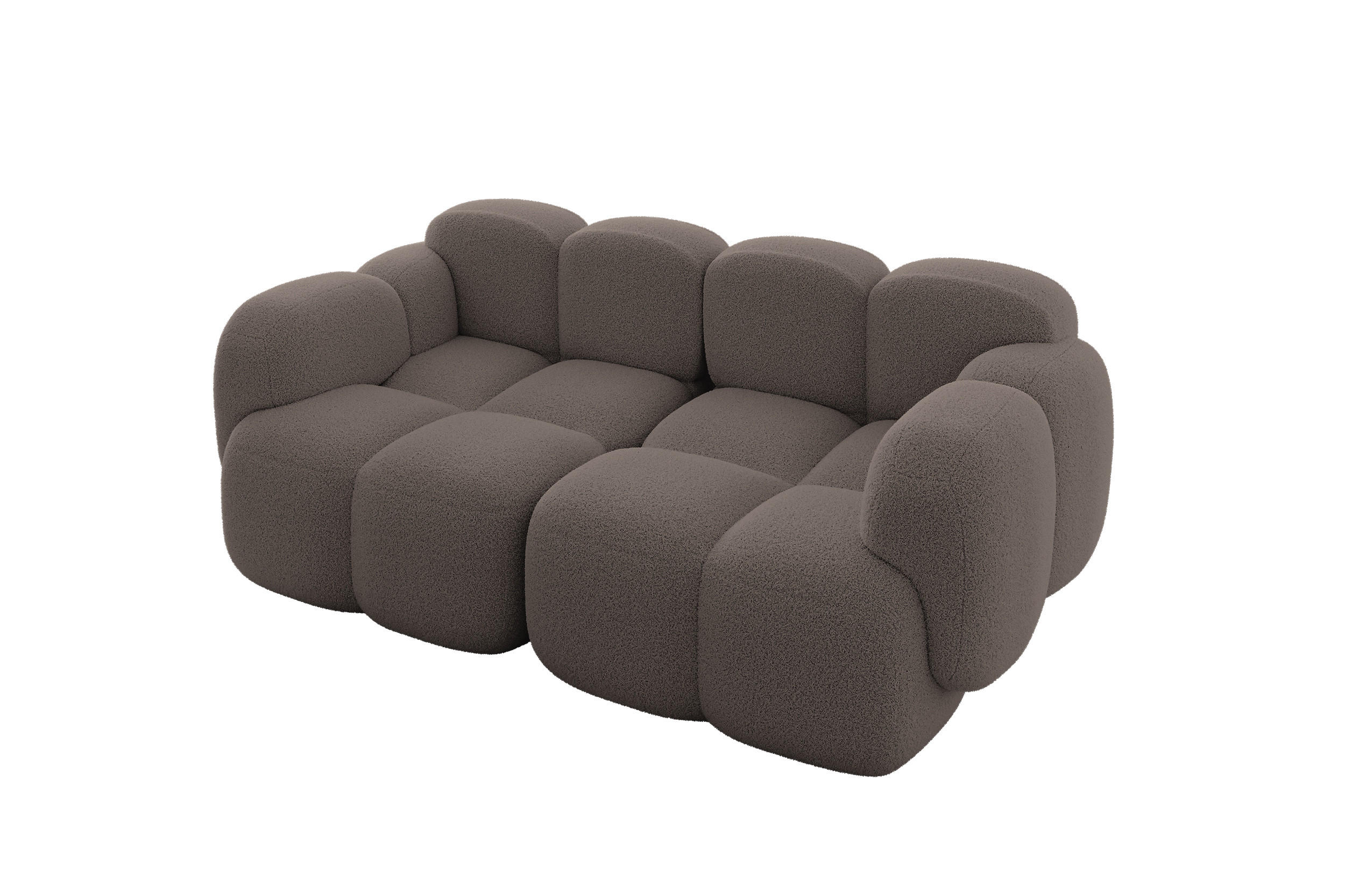 2-SITZER modulares Sofa Miko-S1 214x118x75 cm Braun Bouclé - Dunkelbraun/Schwarz, Holzwerkstoff/Kunststoff (214/75/118cm) - ALTDECOR