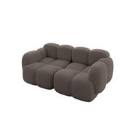 2-SITZER modulares Sofa Miko-S1 214x118x75 cm Braun Bouclé - Dunkelbraun/Schwarz, Holzwerkstoff/Kunststoff (214/75/118cm) - ALTDECOR
