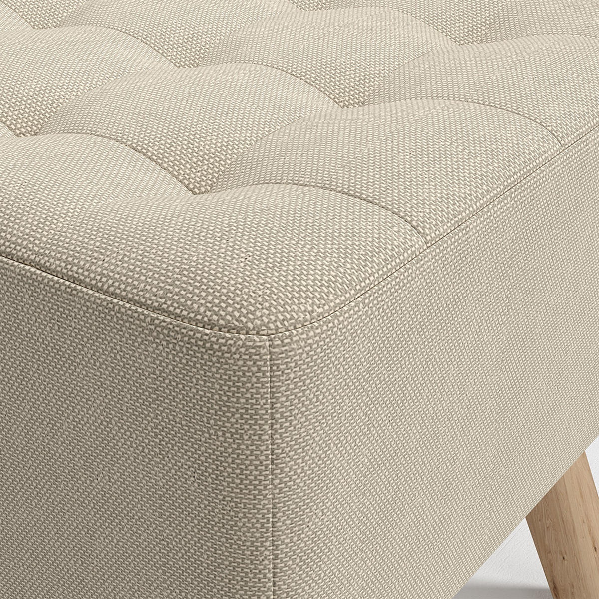 POLSTERHOCKER 39.5/39.5/40 cm Quadratisch Eichenholzbeine Leinen Beige - Beige/Naturfarben, Eichenholz/Holz (39.5/40/39.5cm) - Livingandhome