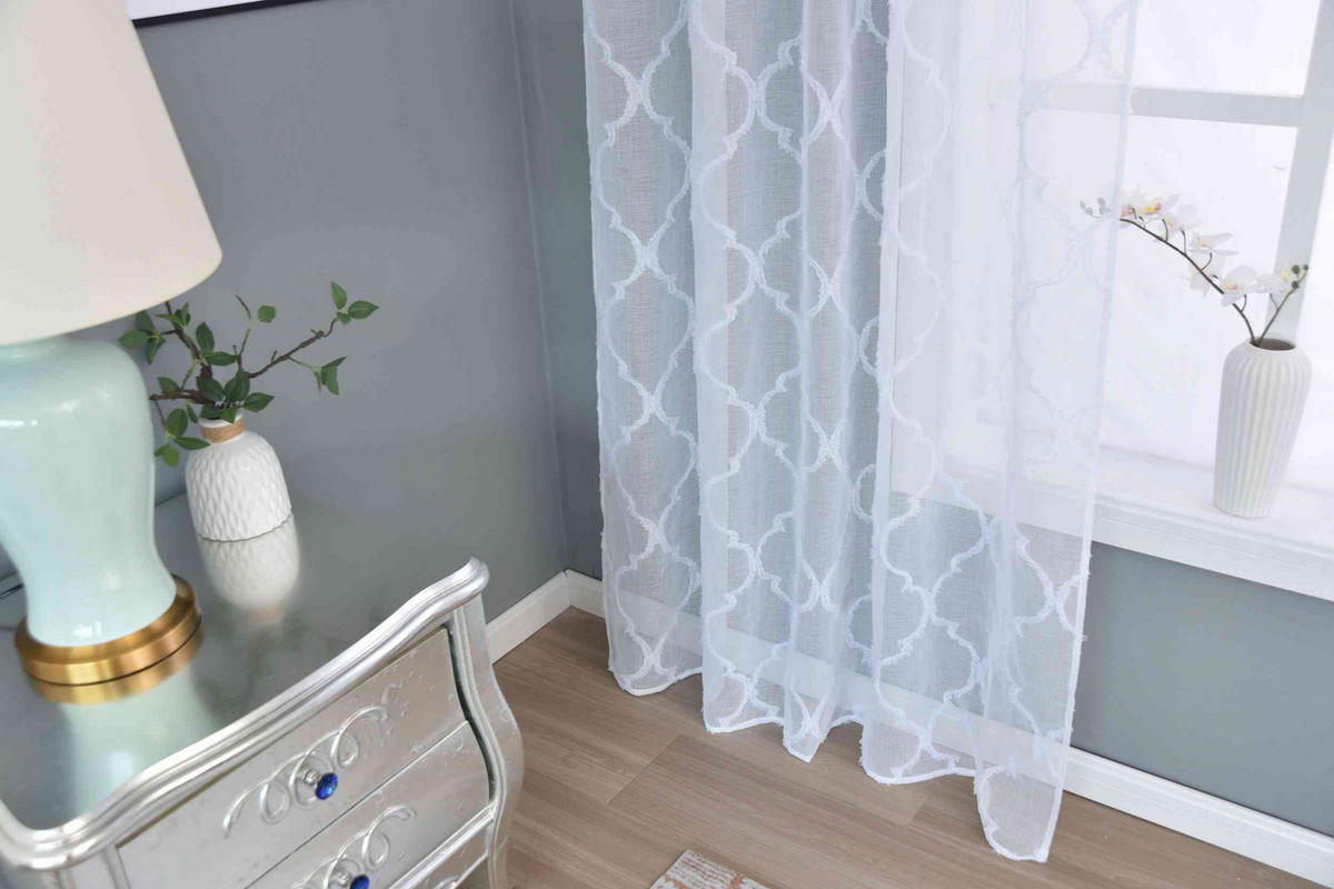 GARDINE VALENCIA HxB 245x145 cm Natur Lacework - Weiß, Textil (145/245cm)