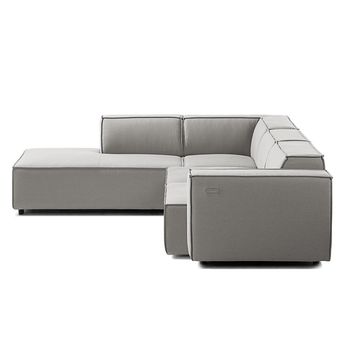 ECKSOFA mit Ottomane - Graubraun/Schwarz, Kunststoff/Textil (260/234cm) - home24