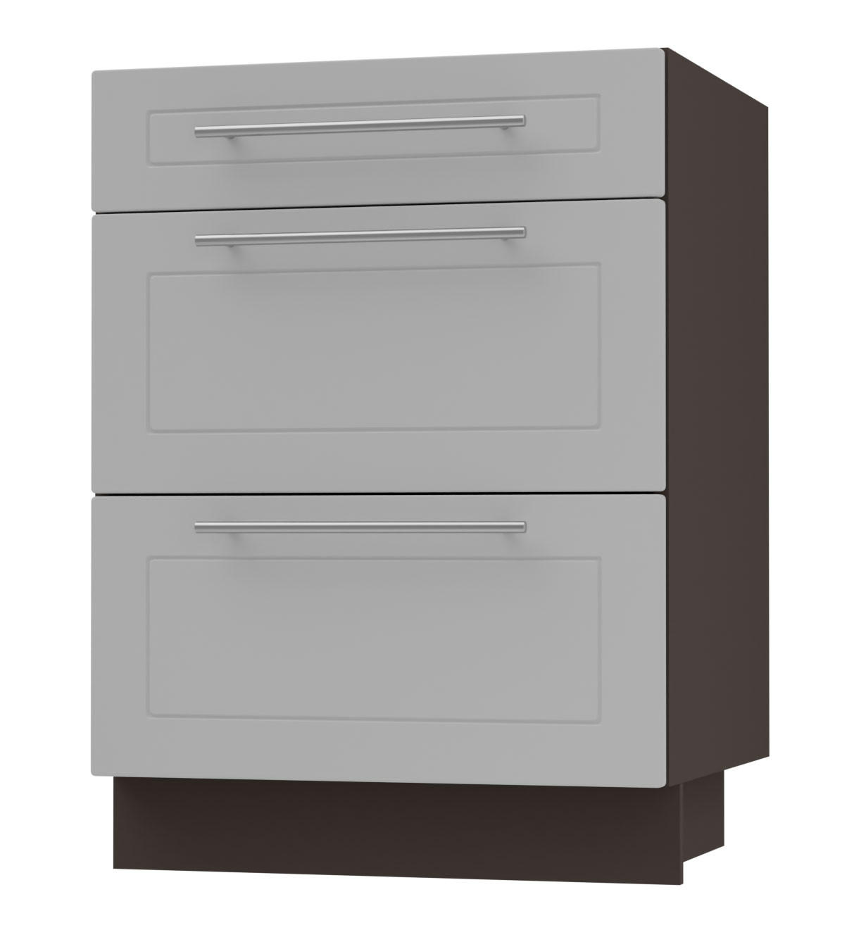 SCHUBLADENUNTERSCHRANK Kvantum D3M/60 60 / 50 / 82cm - Dunkelgrau/Grau, Holz/Holzwerkstoff (60/82/50cm) - Feldmann-Wohnen