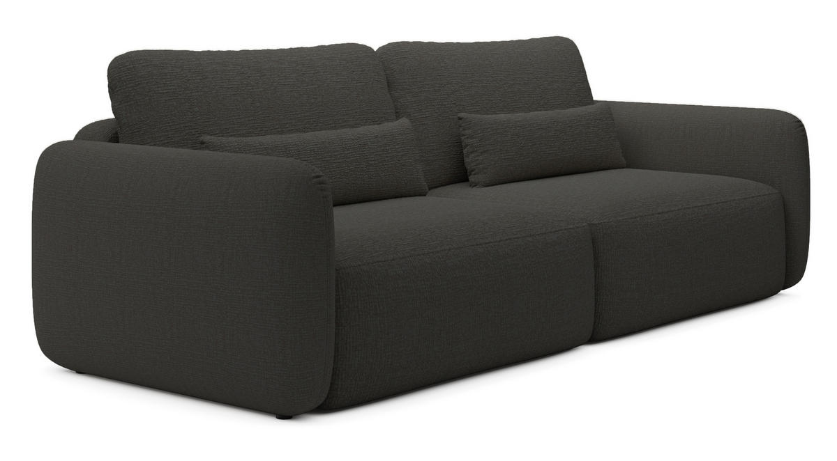 SCHLAFSOFA 240 cm Lumina, Chenille, Bettkasten, Dunkelgrau - Dunkelgrau, Holz (238/87/103cm) - Emporius