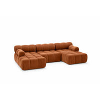 ECKSOFA U-Form, Stoff Velours Salvador, Braun, Selia U - Braun, Holz (285/70/160cm) - Kaiser Möbel