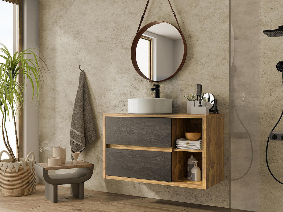 EINZELWASCHTISCH - 100 cm x 45.5 cm - Holz, Platte - Naturfarben Hell - TIKITIKI - Naturfarben, Holz (100/60/45.5cm) - Vente-Unique