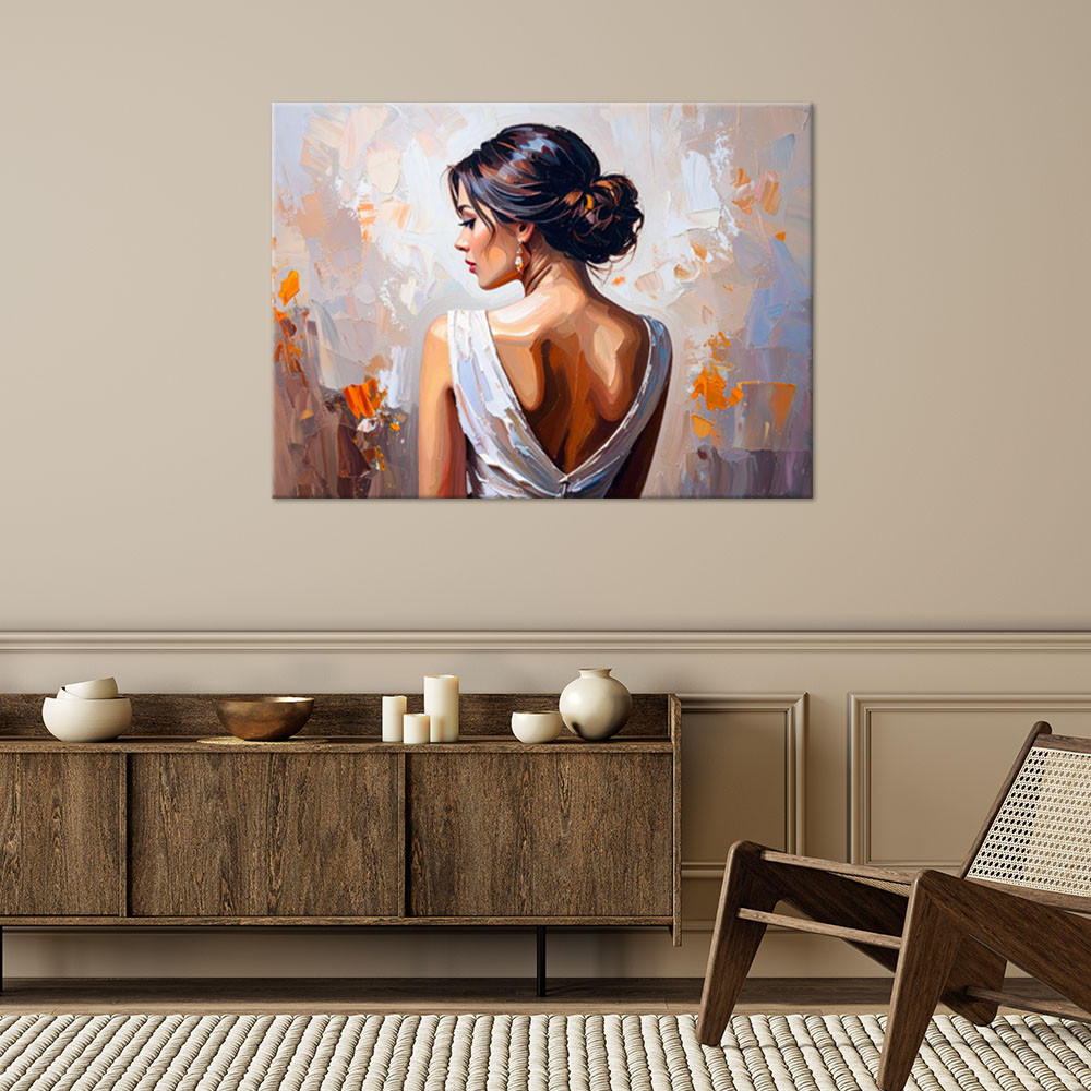 LEINWANDBILD Schöne Frau Beige 120x80cm - Beige, Textil (120/80cm) - Feeby