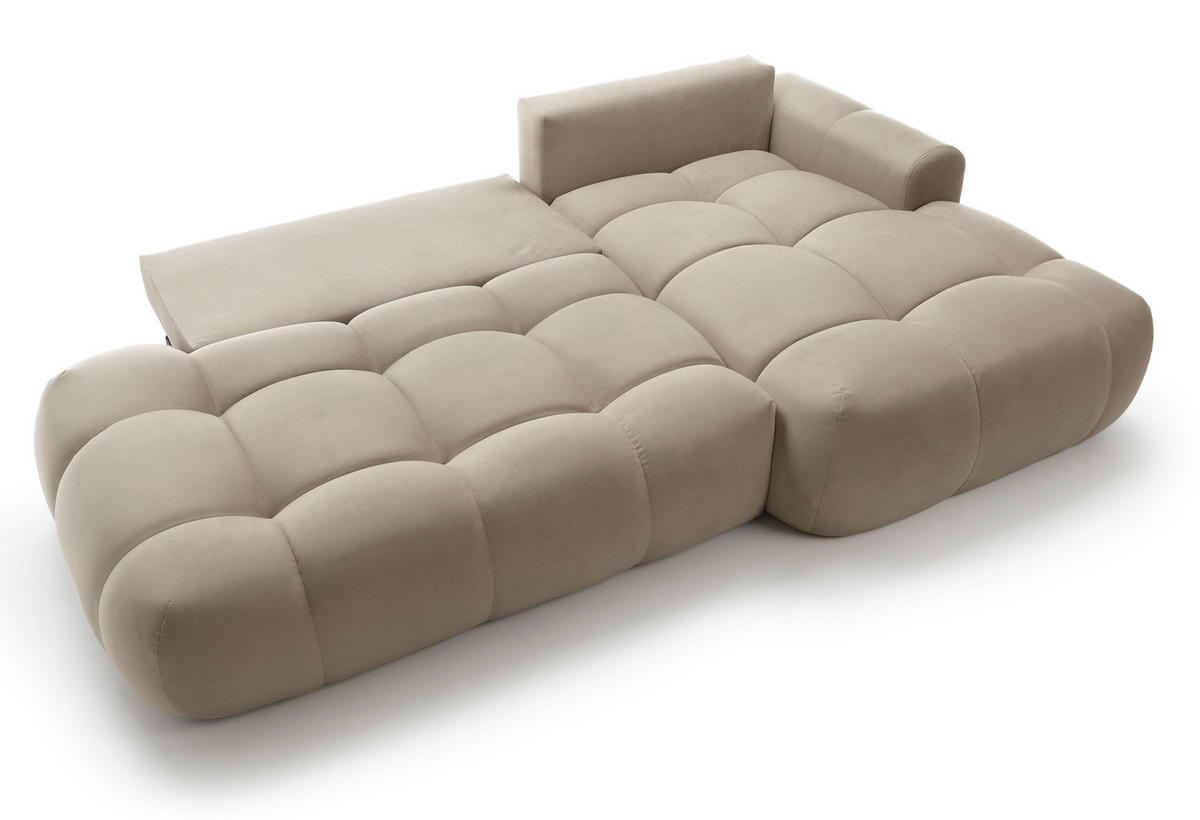 ECKSOFA Ombo Beige Velours 280 cm - Beige/Schwarz, Kunststoff/Textil (284/167cm) - Selsey