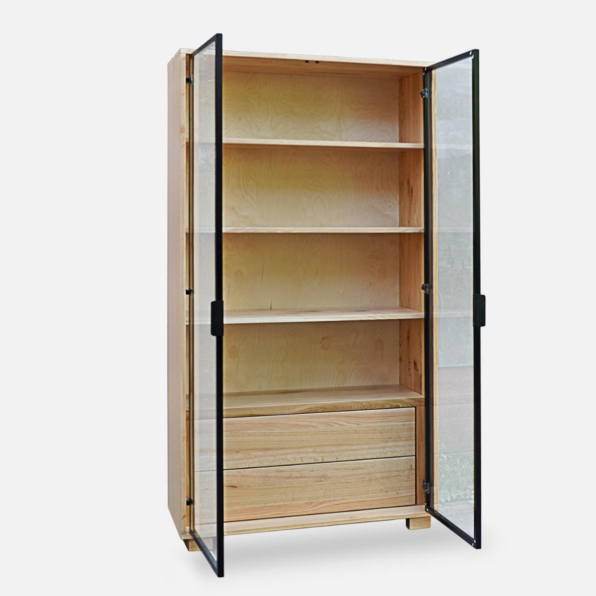 HOLZ-VITRINE 2 Schubladen und 4 Regale MERIS I - Eichefarben, Holz (100/205/45cm) - Rawood Furniture