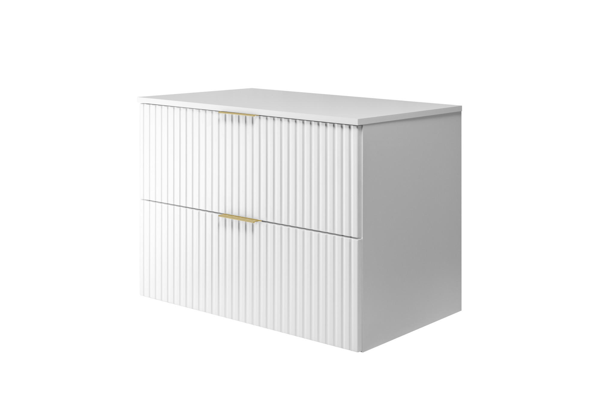 WASCHBECKUNTERSCHRANK, Weiß, 80 x 57 x 46 cm, goldener Griff + Arbeitsplatte - Goldfarben/Weiß, Holzwerkstoff (80/57/46cm) - 3XE LIVING