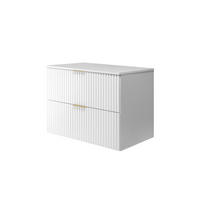 WASCHBECKUNTERSCHRANK, Weiß, 80 x 57 x 46 cm, goldener Griff + Arbeitsplatte - Goldfarben/Weiß, Holzwerkstoff (80/57/46cm) - 3XE LIVING