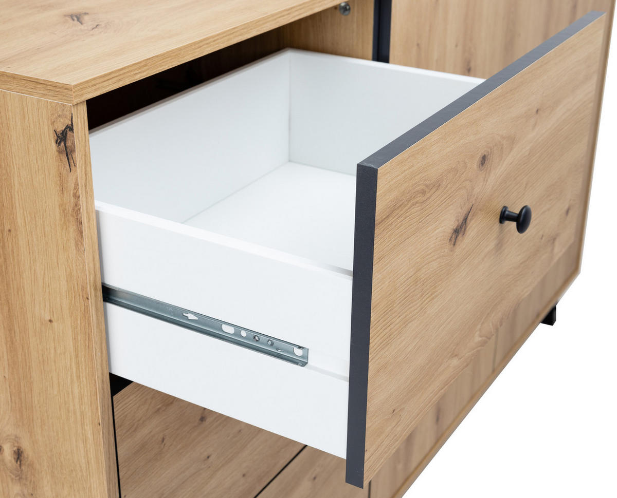 XL - SIDEBOARD Kommode Berlin - Schwarz/Eiche Artisan, Holzwerkstoff/Kunststoff (150/92/40cm) - arthur berndt